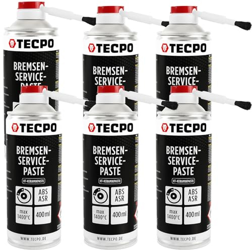 TECPO Lot de 6 pâtes de montage multi température - 400 ml - Lubrifiant permanent très résistant pour les disques de frein - Pâte anti-grincement - Pâte céramique - Pâte de cuivre
