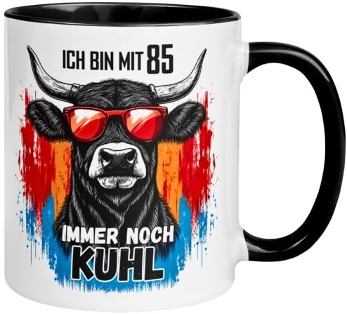 85. Geburtstag Mann Geschenk Tasse | Ich bin mit 85 immer noch Kuhl | Lustiges Geburtstagsgeschenk für Männer zum 85. Geburtstag – Von Hand bedruckt im Familienbetrieb aus Deutschland