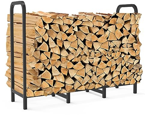 Artigarden Étagère à bois de chauffage, 122 cm, réglable en hauteur et stable, pour cheminée, intérieur et extérieur, support en métal, étagère pour bois de cheminée, noire