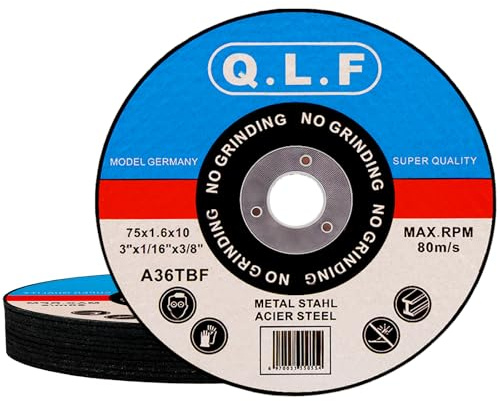 NUTKIT 76 mm metallskärskiva för vinkelslip, 12 stycken | 1,2 mm extra fin flexibel skiva, för metall, rostfritt stål, stål, järn, stålrör