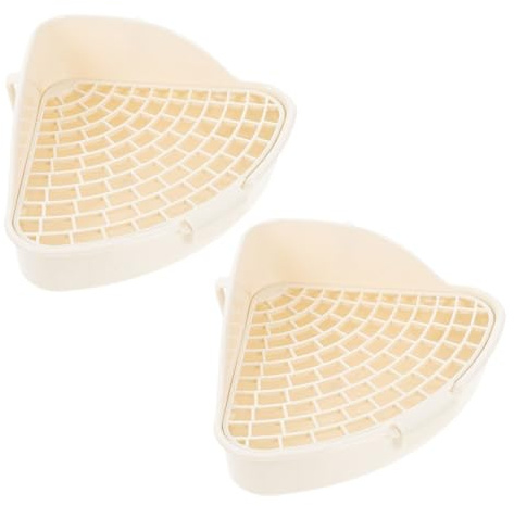 Lurrose 2pièces Bac à Litière pour Lapins Hamsters et Petits Animaux Lot de Lavable Fuite pour Nettoyage Facile