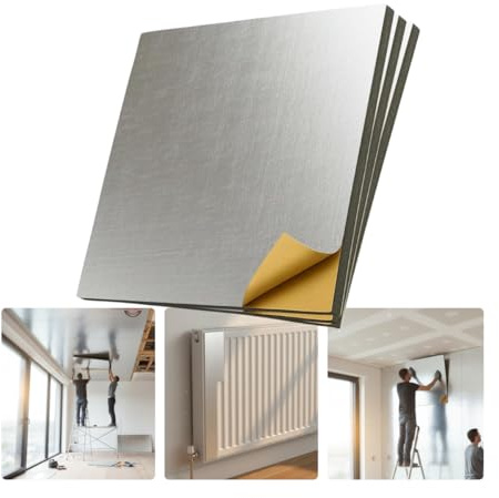 Aislante térmico y acústico autoadhesivo para el hogar | Ideal para ventanas, paredes, techos y radiadores | Reduce ruido, vibraciones, frío y calor | Aluminio resistente de 10 mm | 100×50 cm | (1)