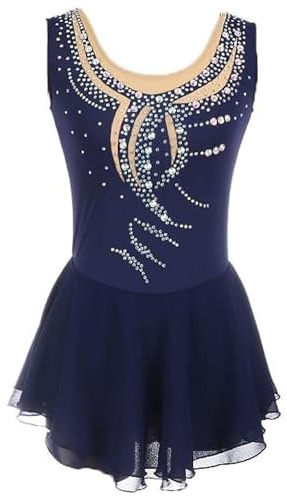 FZHQNZJF Vêtements de Compétition de Patinage sur Glace Artistique Robes Danse de Performance de Patin à roulettes Tenue Danse Artistique Rythmique Filles Jupe Ballet sans Manches,A,M