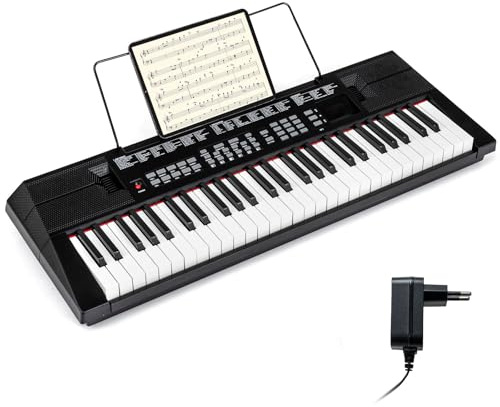 COSTWAY Piano Electrico, Teclado de Piano de 54 Teclas Multifunción para Principiantes, Kit de Teclado Eléctrico con 200 Ritmos y 200 Tonos, 60 Demostraciones, Atril, Instrumento para Niños y Adultos
