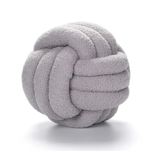 ZUGLQYSX knut boll fylld kudde stil fleece plysch kudde handgjord dekorativ knutna sovkuddar för soffa, soffa (ljusgrå, 35 cm)