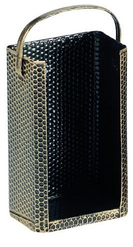 Portapenne con staffa in acciaio martellato ottonato 200 x 140 x 420 mm (L x P x A)