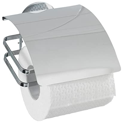 WENKO Turbo-Loc® Edelstahl Toilettenpapierhalter Cover - Befestigen ohne bohren, Edelstahl rostfrei, 12 x 9.5 x 13 cm, Glänzend