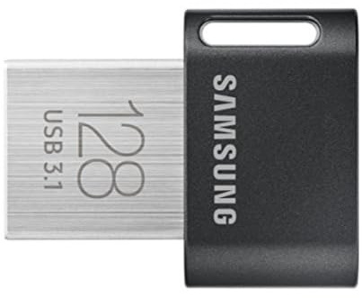 SAMSUNG FIT Plus 3.1 USB Flash Drive, 128GB, 400MB/s, Plug In and Stay, Storage Expansion for Laptop, Tablet, Smart TV, Car Audio System, Gaming Console, MUF-128AB/AM,Gunmetal Gray