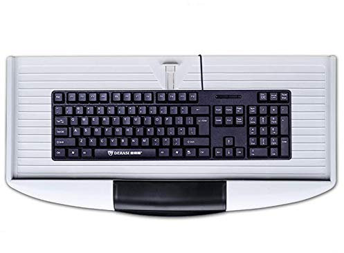 ACXZ Vassoio per Tastiera sottopiano sotto la scrivania, cassetto per Tastiera dal Design ergonomico, Supporto per Tastiera Regolabile in Altezza, Nero, Bianco