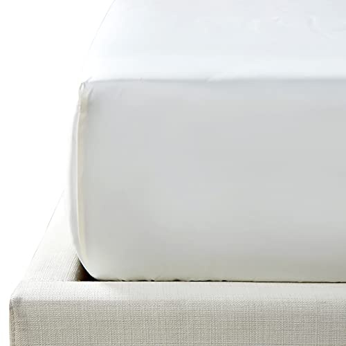 NTBAY 500 Thread Count 100% Egyptian Cotton Single Fitted Sheet, Super Soft Cozy and Breathable Deep 12 / 30cm Fitted Bed Sheet, White