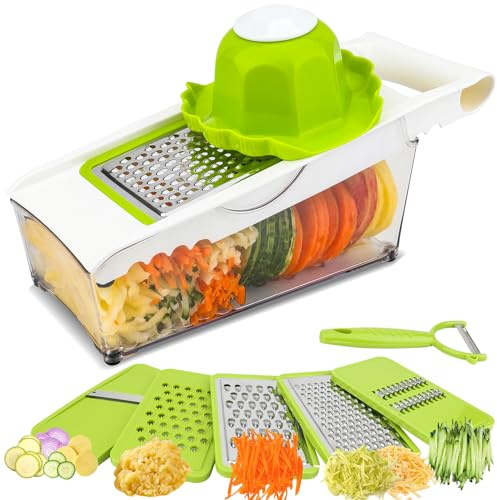 ADODU Graters For Kitchen, Cheese Grater with Container, Mandoline Slicer For Kitchen, Vegetable Grater, Carrot Shredder, Julienne Slicer and Peeler, Potato Slicer