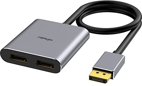 fairikabe DisplayPort zu Dual DisplayPort Splitter Adapter 4K60Hz für Dual Monitor, MST DP Adapter erweitern Display 1 in 2 Ausgänge, displayPort Hub für Desktop Computer