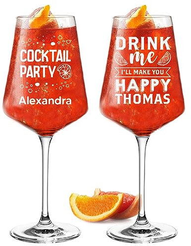 polar-effekt Leonardo Puccini 2-TLG Aperol Spritz Glas-Set 560 ml mit Gravur - in Deutschland veredelt - Geschenke für Männer zum Vatertag - geeignet für Aperitif, Wein und Sangria