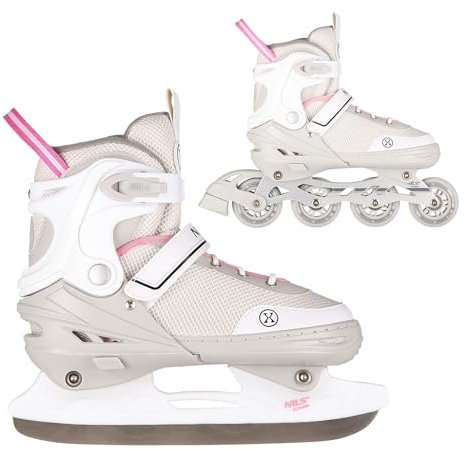 Nils Extreme 2-In-1 Inliner Eishockey Camille, Farbe:Grau-Rosa, Größe:L(39-43)