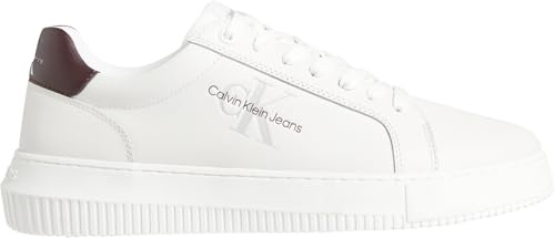 Calvin Klein Baskets Cupsole Homme Chunky en Cuir, Blanc (Bright White/Bitter Chocolate), 40