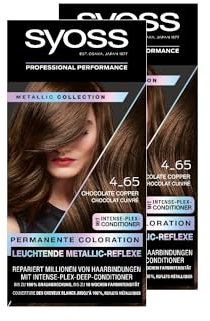 SYOSS Color Coloration Metallic Collection 4–65 Chocolate Copper (2x 115ml) permanente Coloration für leuchtende Metallic-Reflexe für bis zu 100% Grauhaarabdeckung & bis zu 10 Wochen Farbintensität
