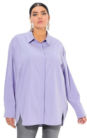 Ulla Popken Damen große Größen Übergrößen Plus Size Hemdbluse, Perlmuttknöpfe, Oversized, Hemdkragen, Langarm