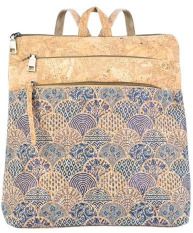 DeCarbonize Damen Rucksack aus Kork Veganleder Nachhaltig Damen Handtasche (Mosaic)