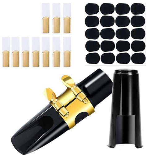33-teiliges Altsaxophon-Mundstück-Set, Saxophon-Mundstück mit Metall-Ligatur und Pfeifen, Saxophon-Mundstück-Zubehör