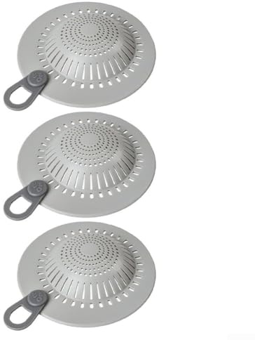 Paquete de 3 coladores de drenaje de ducha de silicona con doble filtración y características antideslizantes para mantener los desagües de ducha claros y fluidos (gris, 3 piezas)