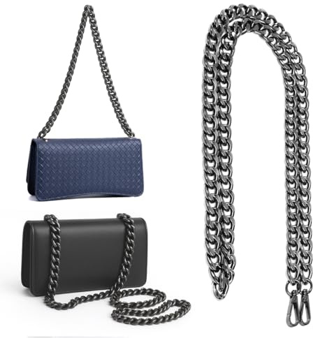Cadena negra para bolso, cadena metálica dorada para bolso, 120 cm, adecuada para bolsos de bricolaje, cadenas para bolsos de mano, cadenas de repuesto para bolsos de hombro.