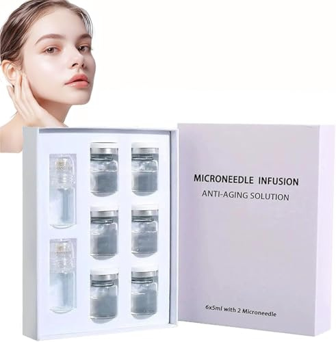 1+3 de Microinfusión Facial, Kit de Agujas para Tensar la Piel, Kit de Microagujas con Suero para el Cuidado de la Piel con Imperfecciones para Todo Tipo de Piel,2+6