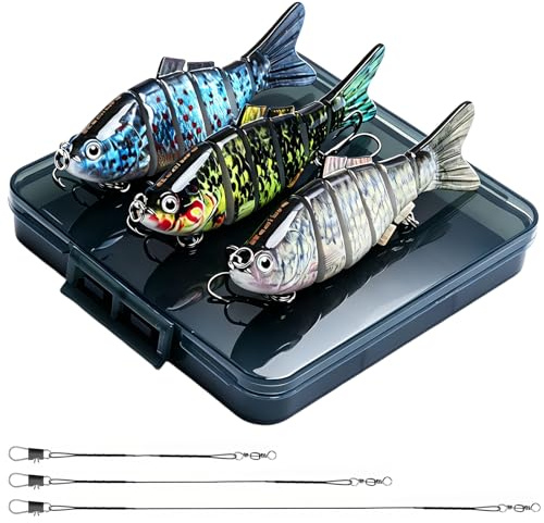 Realure 3 stycken flerledade gädda bete med 15 cm 23 cm 30 cm trådspår gädda fiskedrag set 3D konstgjort bete wobbler långsamt sjunkande drag, för sötvatten, saltvatten, öring, abborre