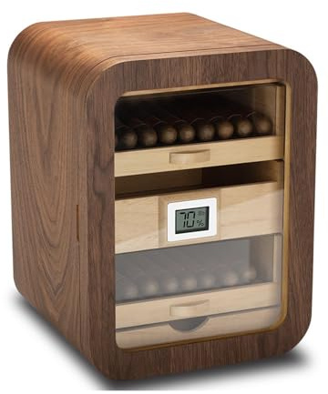 Humidor per Sigari in Legno di Cedro con Igrometro Regolazione de’Umidità Capacità 110 Sigari(Without skylight)