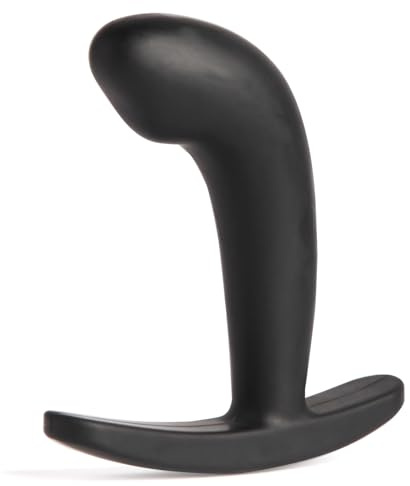Lovehoney Booty Buddy Butt Plug - 3.5 Inch Silicone Anal Plug - Smooth Curved Prostate Massager with Wide T-Bar Base - Waterproof - Black