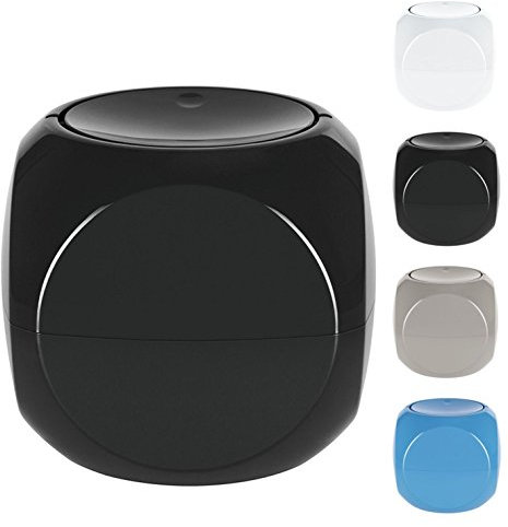 Spirella Cosmetic Pattumiera Contenitore per rifiuti Bagno con Coperchio Basculante Scatola per rifiuti Pattumiera da Tavolo da 1 litro Nera