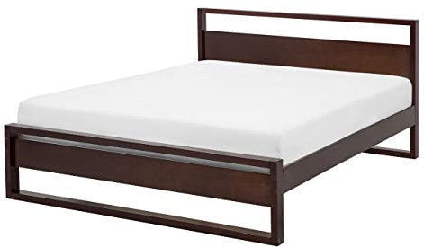 Modernes Bett dunkler Holzfarbton mit Lattenrost 140 x 200 cm Giulia