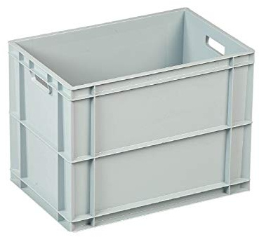 10 x Euro Containers - 600x400x450 (Closed handles) - Grey Stacking Plastic Crates - Heavy Duty Storage Boxes