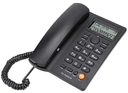 Telefono Fisso, Telefono con Filo con Display ID chiamante, riduzione del Rumore, Doppia Porta, Funzione Pausa/Attesa, Selezione Rapida Adatta, Cavo per casa, Hotel, Affari, Ufficio.(Nero)