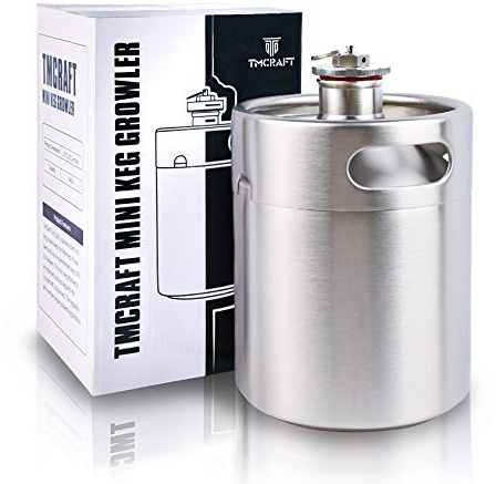 TMCRAFT 64OZ Stainless Steel Mini Keg, Portable beer growler with Exhaust Valve Designed Cap to Keep Beverage Fresh.