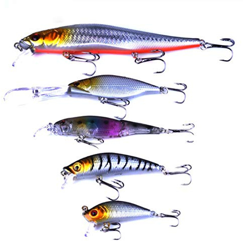 5X Wobbler Set Kunstköder Crankbait Raubfisch Köder Barsch Hecht Zander Wels unterschiedliche Größen