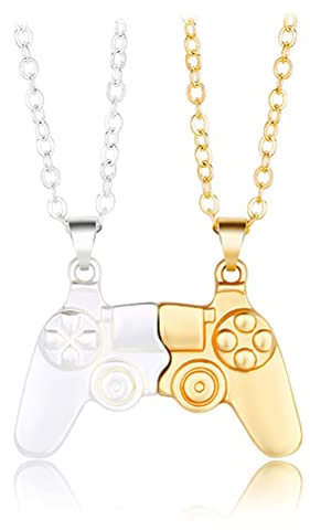Kuashidai 1 Paar Game Controller Paar Halskette Legierung Gold Silber Farbe Spielkonsole Anhänger Magnetisch Passende Halskette für Paare Beste Freunde Freundschaft
