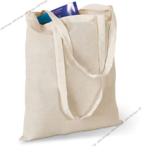 JMS Bridge Pack of 1/3/5/10/25/50/100 Plain Natural Cotton Shopping Tote Bags Eco Friendly Shoppers (3)