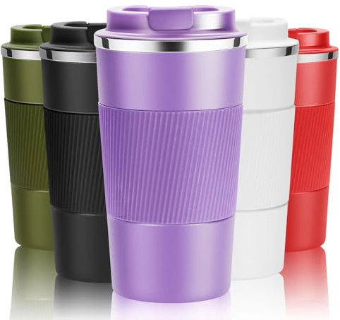 YINJOYI Travel Mug Reusable Coffee Cups Thermal Insulated Vacuum Stainless Steel Tumbler for Hot Cold Drinks (Purple, 510ml)