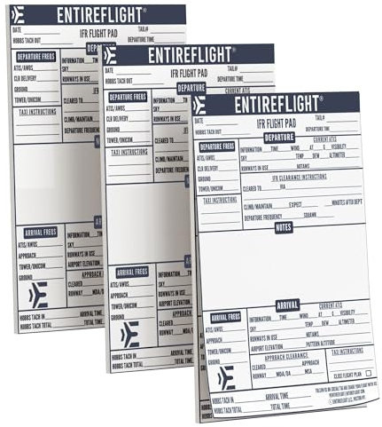 EntireFlight – IFR flygplatta för pilotknäbräda – perfekt pilottillbehör och pilotväska tillbehör – strukturerad pilotknäbräda anteckningsblock, 3-pack, julklapp för piloter, semestergåva till flygare