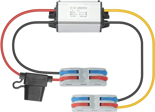 YABOANG DC Konverter 8-32V auf 5V 5A, DC-Spannungswandler 12/24V zu 5A 25W MAX, D C-Wandler Buck 8-32V auf 5V mit wasserdichter Sicherung und Klemmleiste, Abwärtsspannungsregler