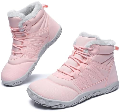 Snow Footwear Barefoot Boots Mens Womens Winter Wide Toe Barefoot Hiking Shoes Fur Lined Minimalist Zero Drop Sole Walking Shoes