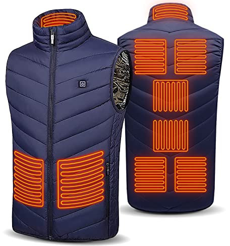 Veste Chauffante Homme Femme, Gilet Chauffant Electrique USB, Doudoune Chauffante Hiver Impermeable Lavable, Vetement Chauffant 3 Niveaux de Réglages Chauffage pour Moto Pêche Chasse Camping (XL)