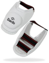 DAEDO Taekwondo Instep Guard - Foam Covered in Synthetic Leather for Foot Protection, White, Size:XS, Ideal for Taekwondo Competition & Training