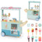 COSTWAY Eiswagen Kinder mit Eiscreme Spielzeug, Kaufladen Holz mit Eismaschine & Verkaufsautomat & Kasse & Scanner, Kaufmannsladen 15 Zubehör für Kinder ab 3 Jahren (Grün)