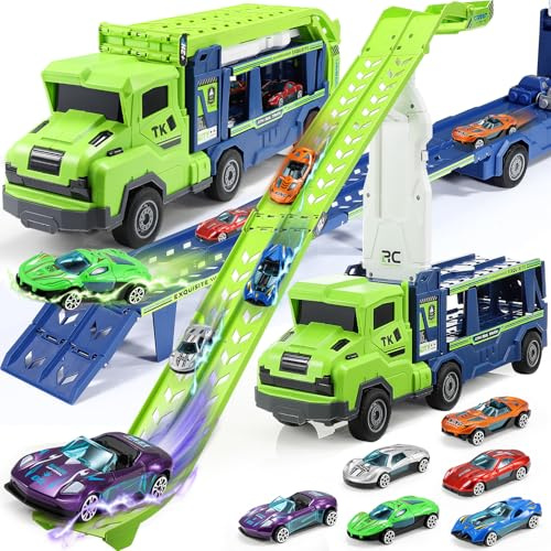 EUTOYZ Toys for 3 4 5 6 Year Olds Boy, Toy Cars for Boys Toys Age 3-5 Birthday Easter Gift for 3-5 Year Olds Boys Car Race Track with 46 inch Race Track Toddler Toy Car