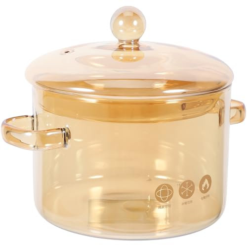 Alipis Pentola Borosilicato Con Coperchio Design Elegante e Manici Doppio Per Cottura Sicura Per Zuppe e Stufati Sul Piano Cottura