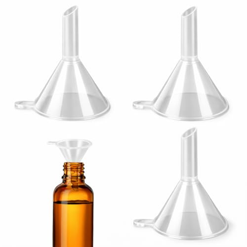 3PCS Mini Funnels for Filling Small Bottles, Small Plastic Funnel Set with Narrow Spout for Mini Bottle, Precision Tiny Funnel for Perfume, Essential Oils & Hip Flask, Miniature Plastic Bottle Funnel