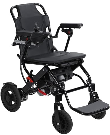 Lightweight Folding Electric Wheelchairs for Adults,500W Portable Power Chair,12 Miles Range,All Terrains Power Wheelchair for Seniors Travel,Home,Airline Approved (Black Small)