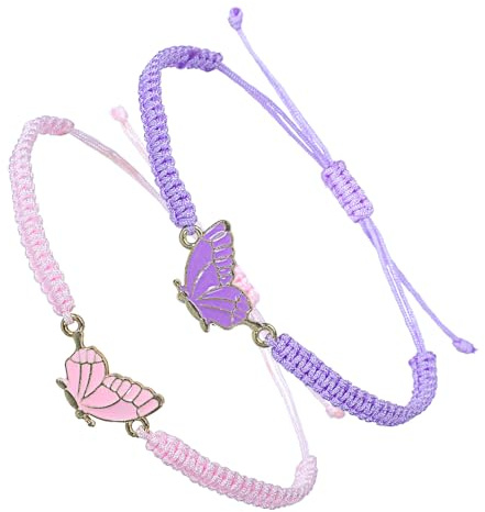 Bremorou 2 st vänskapsarmband för 2 fjärilsmatchande armband justerbart band bästa vänner armband handgjort berlock vänskapsarmband smycken gåvor för kvinnor par flickor