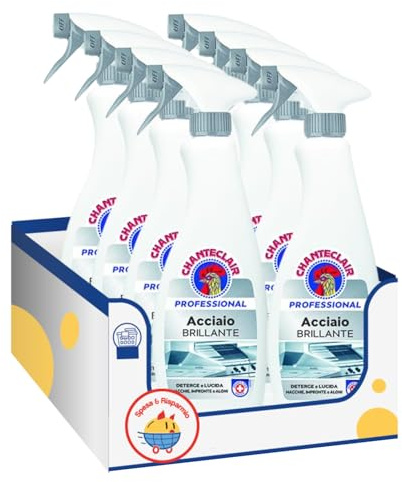 Detergente Professionale per Acciaio Inox Spray 700ml – Brillantezza Senza Aloni – Pulizia Profonda (8 pezzi)